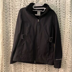 Small Free Country light weight lined jacket.  Removable hood. Zip pockets.